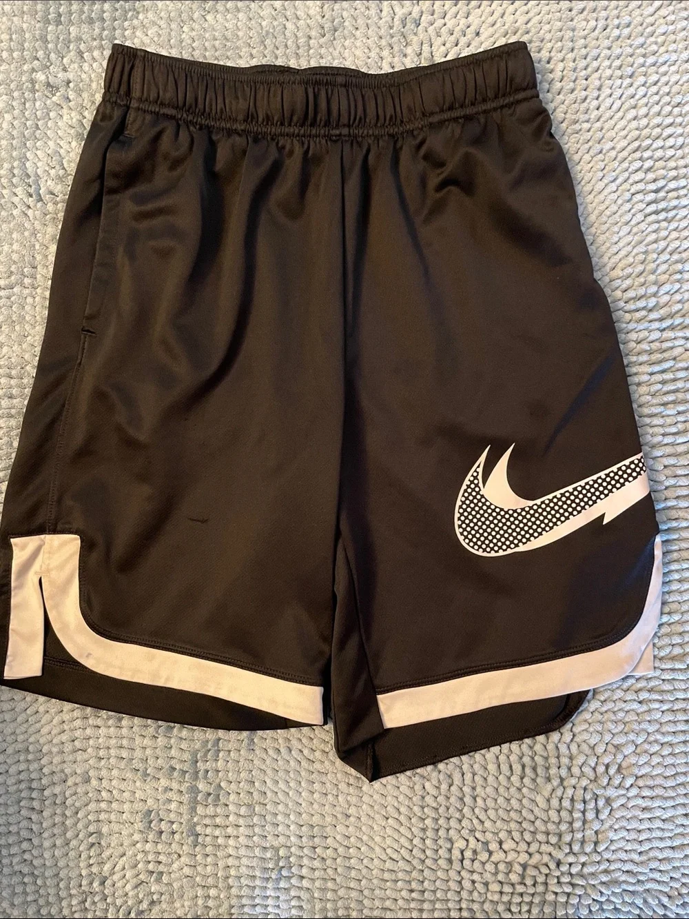 Set of 2 - Nike Kids Athletic Shorts in Light Blue and Black with White Trim